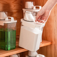 Choice Fun Boîte de rangement pour poudre à laver distributeur en plastique avec couvercles tasses à mesurer poignées récipient scellé pour détergent à lessive