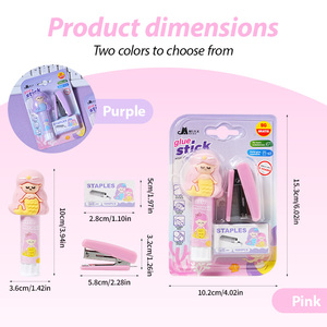 Set de Papelería de Sirena Adorable, 3 Piezas, Mini Engrapadora y Barra de Pegamento Sólido, Artículos Escolares Kawaii, Regalo para Niñas - Product Image 2