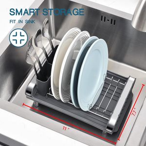 Escurridor de Platos Compacto de Acero Inoxidable, Diseño Moderno que Ahorra Espacio para Fregaderos Pequeños - Product Image 3