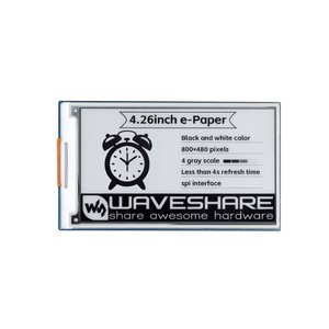 Pantalla e-Paper HAT de 4.26 pulgadas, 800x480, Blanco/Negro, Interfaz SPI - Product Image 1