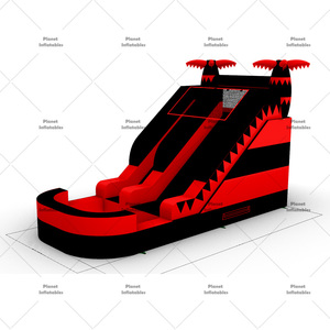 Toboggan aquatique gonflable à thème tropical pour usage domestique, avec piscine intégrée, idéal pour les jeux aquatiques. - Product Image 2