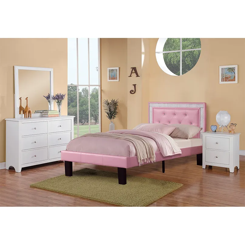 Cama de princesa rosa winforce, cama rosa com design moderno para crianças