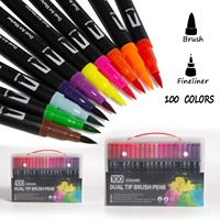 Zeamor Caneta – Lot de 12 marqueurs artistiques à double pointe, encre colorée, emballage en vrac, stylo pinceau de calligraphie, promotion pour écoliers