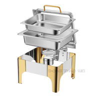Plat Chafing Buffet Luxe en Acier Inoxydable Semi-Doré pour Présentation Alimentaire Traiteur