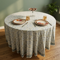 Nappe ronde faite à la main personnalisée PRABHAVA Rajasthan, motif Paisley, coton et lin, lavable, style moderne, pour les fêtes
