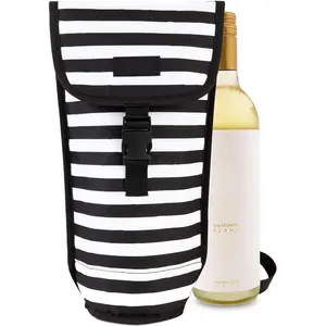 Toka kapatma teslimat soğutucu çanta ile özel taşınabilir termal şarap şişesi şarap soğutucu çantası katlanabilir kullanımlık omuz askısı