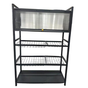 Étagère de rangement pour ustensiles de cuisine à poser au sol - Étagère murale mobile anti-poussière pour vaisselle, idéale pour l'exportation - Product Image 6