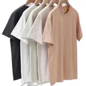 Của Phụ Nữ 230G Cotton Ngắn Tay Áo T-Shirt Rắn Trắng Nửa Tay Áo Top Bán Buôn Quần Áo Cơ Bản Cho Nam Giới Và Phụ Nữ