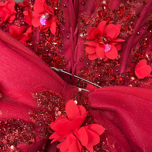 Abiti da ballo rossi moderni per Quinceañera, per donne curvy, lunghi fino al pavimento, con decorazioni in pizzo e ricami, per spose e matrimoni - Product Image 6