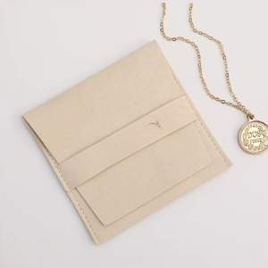 Pochette à bijoux en microfibre ivoire 8*8cm, pochette en velours de haute qualité pour emballage de bijoux, sac pour collier, bague, boucles d'oreilles - Product Image 3