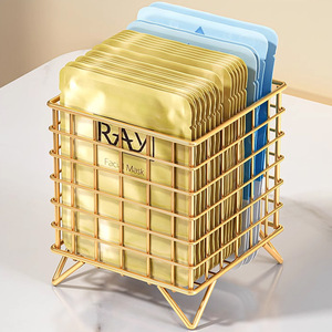 Face Mask Storage Box <b>Square</b> Wire <b>Basket</b> Desktop Cosmetic Organizer Eco Friendly Standing Type - Product Image 1