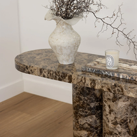 Meubles KUMUSI Table console haute moderne en marbre brun Dark_Emperado Pierre naturelle pour salon
