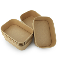 Boîte en papier kraft carrée jetable de 750 ml, écologique, biodégradable, légère, portable, pour salade, pique-nique, camping