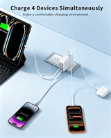 Cargador Rápido HNT 40W GaN USB-C+A con Cable Retráctil, Adaptador de Viaje Universal para Teléfono Móvil con Material Ignífugo ABS+PC