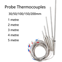 Termopar flexible blindado de aguja tipo K, 2 cables de alta temperatura, extensión de termopar de alta precisión, sensor pt100 rtd