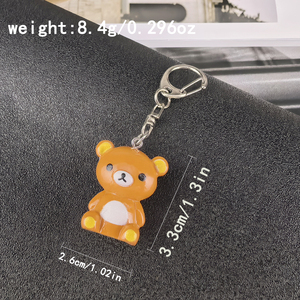 Kawaii Rilakkuma gantungan kunci beruang mudah, gantungan kunci Resin Lazybear tali telepon aksesori tas pakaian penarik dan liontin-hadiah pasangan