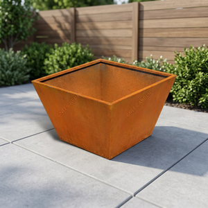 Jardinières suspendues rondes en acier corten, style industriel moderne, durables, pour jardin, extérieur, pépinière, décoration, utilisation au sol - Product Image 1