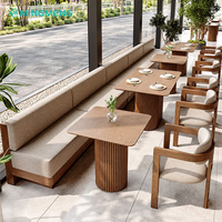Ensemble de mobilier de restaurant commercial moderne, banquette rembourrée, table en bois massif et chaise de salle à manger