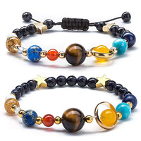 Nouveauté Bracelet réglable en perles de cristal de pierre naturelle de 8 mm fait à la main Bracelet personnalisé Univers galaxie les huit planètes