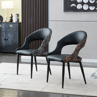 Chaises de salle à manger européennes de luxe rembourrées en cuir, chaises de cuisine noires pour événements et mariages