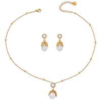 Collier fin en perles turquoise à la mode, accessoires en acier inoxydable plaqué or, collier simple, boucles d'oreilles, ensemble de bijoux pour femmes