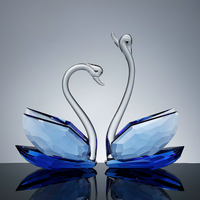 Ornements créatifs en verre cristal rose, paire de cygnes, cadeau de mariage, cadeau de pendaison de crémaillère, décoration de salon, décorations semi-artisanales