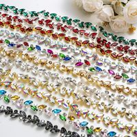 Chaîne de strass en cristal œil de cheval de 1,5 cm en gros, à coudre ou thermocollants, pour décorations DIY de sacs, vêtements, chaussures et accessoires