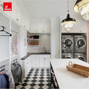 Allandgroup Meuble de rangement mural personnalisable en bois, autoportant, avec panier à linge intégré et plusieurs bacs, pour évier, balcon, buanderie, pour projets - Product Image 2