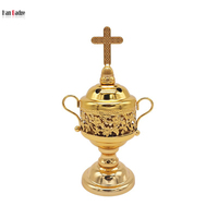 Brûleur d'encens en bois de santal aromatique en or et argent avec boucle et diffuseur croisé Porte-charbon