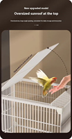 Cage de Luxe Grande pour Animaux Domestiques en Métal avec Base Mobile à Roulettes et Support pour Perroquet, Dotée d'un Plateau en Plastique
