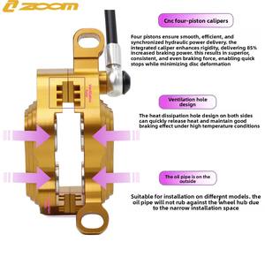 Vélo de montagne ZOOM avec frein à disque à huile HB910, étrier métallique double face à quatre pistons, rotor de 160 mm, levier à 3 doigts en métal - Product Image 3