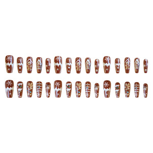 <span class=keywords><strong>Uñas</strong></span> Postizas Acrílicas Navideñas 3D con Diseño de Hombre de Jengibre y Casa, <span class=keywords><strong>Cortas</strong></span> y Cuadradas, <span class=keywords><strong>para</strong></span> Mujer, Venta al Por Mayor - Product Image 4