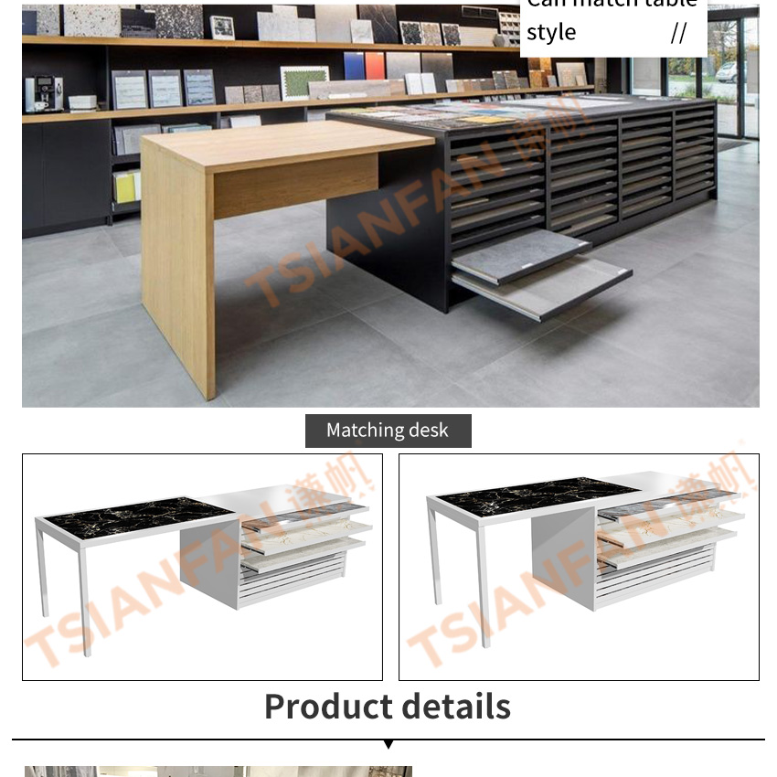 Tsianfan Ceramic Floor Tile Displays Racks Sliding Drawers Unit Granite Marble Sample Drawer Exhibit Rack Stone Display Cabinet