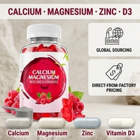 Gummies de calcium, magnésium et zinc en marque blanche, vente en gros, saveur personnalisée, faible MOQ, fabricant