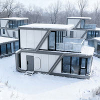 Maison conteneur de 20 pieds, design moderne de villa, hôtel capsule spatiale, éclairage d'ambiance LED, système de commande vocale