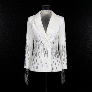 Oudina สูทเบลเซอร์ปกเลื่อมแขนยาวสำหรับผู้หญิง, ชุดสูท2ชิ้นกางเกงลำลองทรงตรงหรูหรามีสไตล์ - Product Image 2