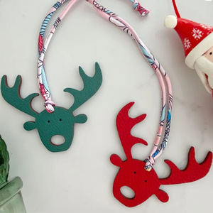 Cross-border Halloween PU leather <b>bag</b> <b>charms</b>, Christmas reindeer keychains, festive decorations - Product Image 1
