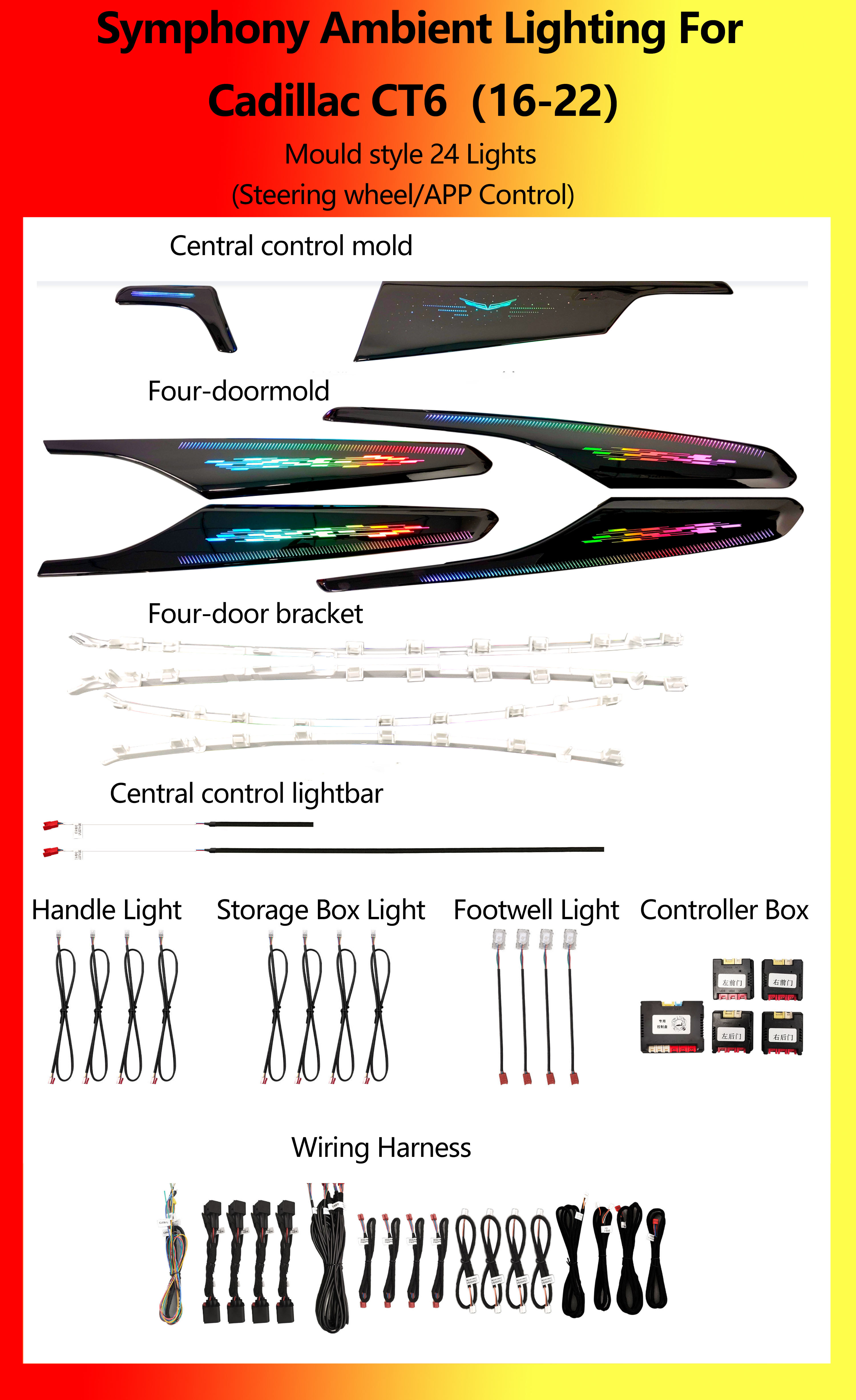 Cadillac CT6, style moule Symphony, 24 lumières