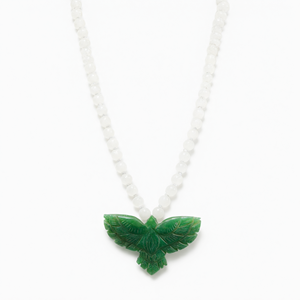 Collar Mala de cuentas de selenita con colgante de Fénix de aventurina verde - Abraza la transformación y la renovación - Product Image 2