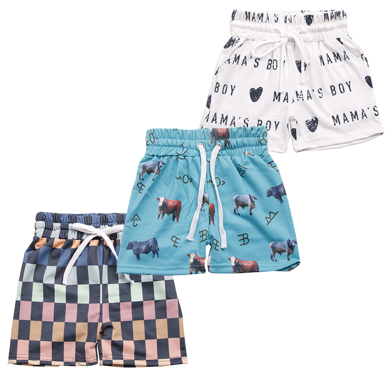 Купальник в клетку для мальчиков, шорты с высокой талией, модный пляжный Быстросохнущий купальник в западном стиле, на заказ