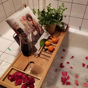 Estante de bambú para bañera, estante de almacenamiento multifuncional para baño, estante telescópico antideslizante para baño, estante para vinos al por mayor. - Product Image 1