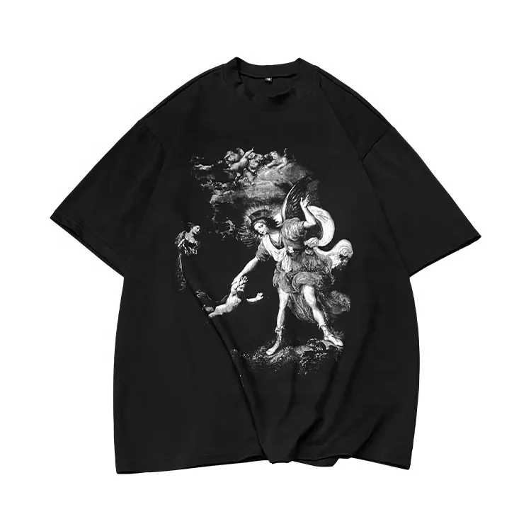 Camiseta holesale de gran tamaño, camiseta de lujo de hip hop de remium de diseñador de anime personalizada