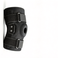 Genouillère articulée fine en néoprène avec sangles parallèles, stabilisateurs latéraux doubles, réglable, rotule ouverte, protection contre la douleur