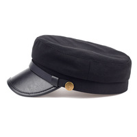 Casquette Vintage Fiddler avec Visière en Cuir PU - Chapeau Britannique Rétro pour Femmes et Hommes - Casquette Plate Tendance Style Newsboy Marin