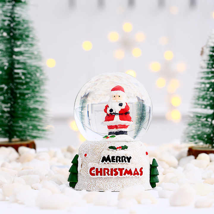 Christmas Tree Decorated with Snowflake Santa Snowman Music Box Crystal Ball Resin Angel Style for Birthday Wedding Parties