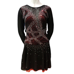 LIUHUO abito da pattinaggio artistico ragazze nero rosso pattinaggio gonne da ballo di qualità professionale diamanti abito CA - Product Image 1