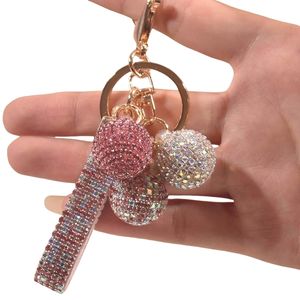 Grosir wanita bola kristal gantungan kunci berlian imitasi bola gantungan kunci bling mewah tas mobil mode perhiasan liontin aksesoris - Product Image 4