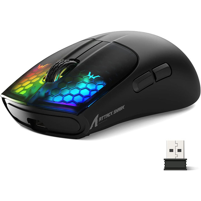 ATTACK SHARK X5 RGB Wireless Gaming Mouse with Tri-Modes Gaming Mice AW3212 Optical Sensor Rechargeable Battery