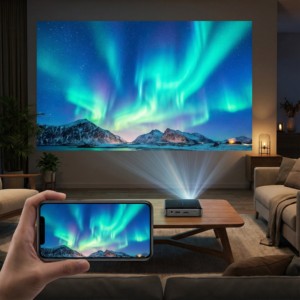 Mini projecteur 4K, compatible avec les films, cinéma intelligent à domicile, jeux, réunions, vidéo portable en extérieur, projecteur pour téléphone portable, batterie intégrée - Product Image 6