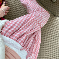 Pantalon large à carreaux vichy pour femme, taille haute, coupe ample, poches latérales, doux, respirant, pour le quotidien, la maison et le streetwear